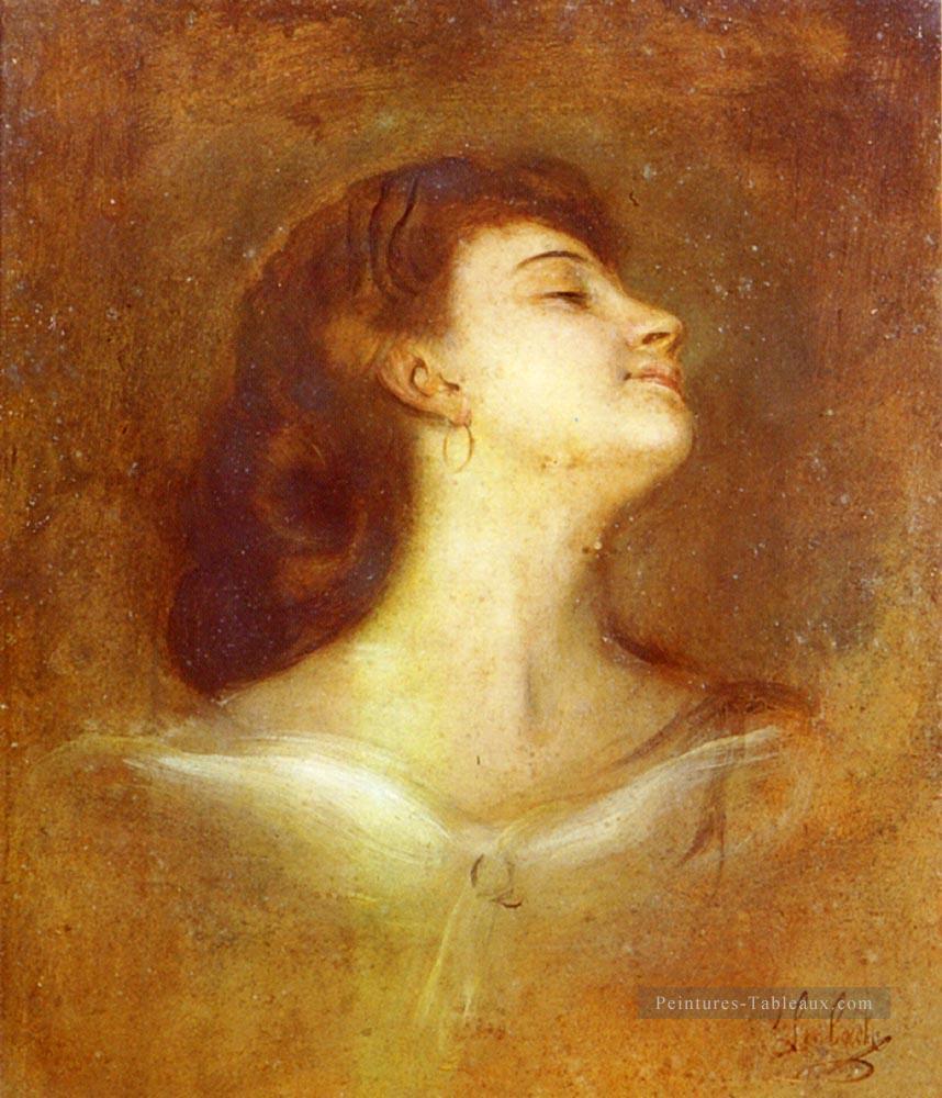 Portrait d’une dame de profil Franz von Lenbach Peintures à l'huile
